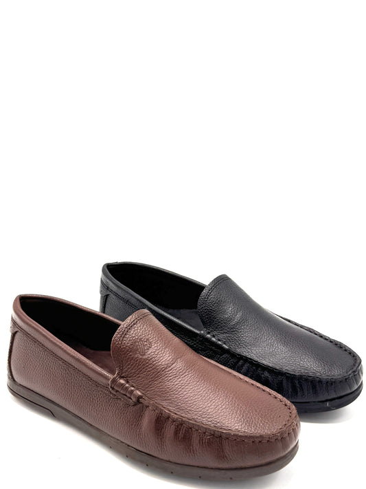 Mocassin en cuir grainé – Noir & Marron
