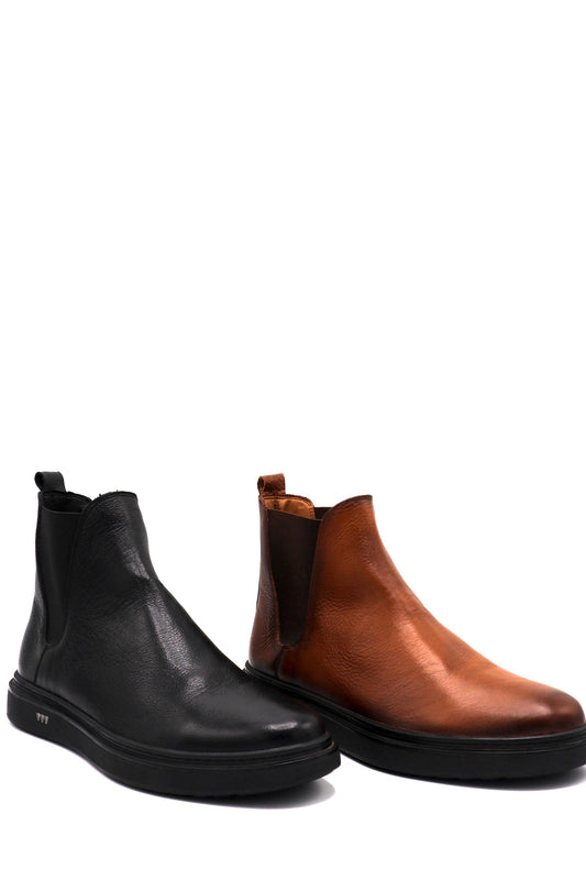 Botte chelsea moderne – Noir & Marron