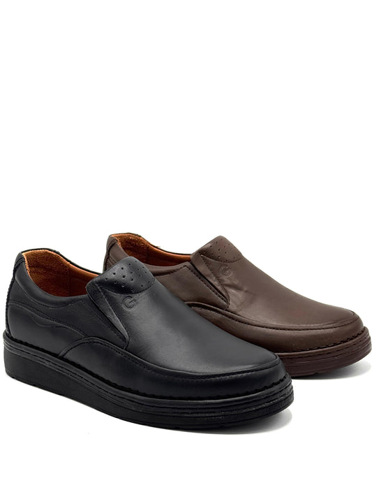 Chaussure confort à semelle compensée – Noir & Marron